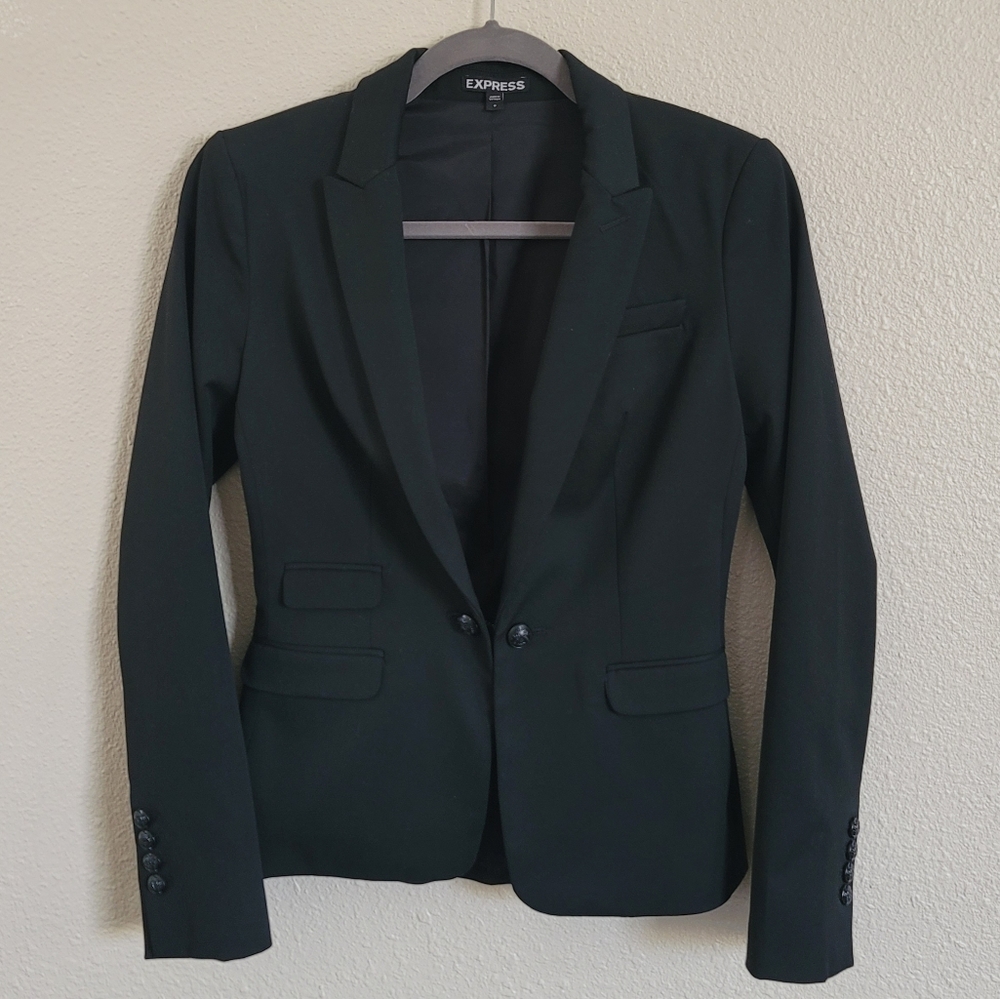 Express Women's Black Blazer/ Suit Jacket with Novelty Buttons Size 0